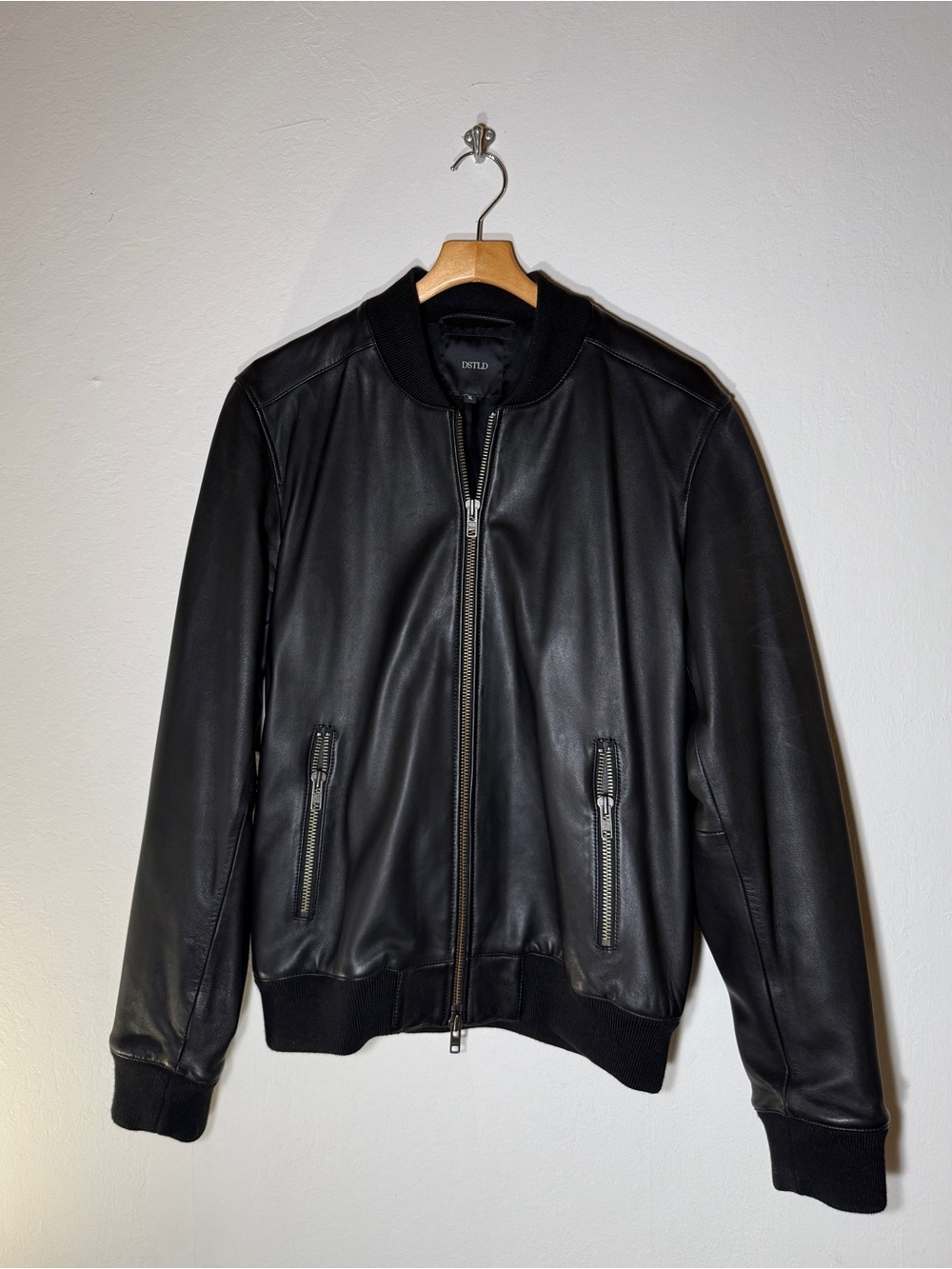 DSTLD Leather Bomber Jacket XL Men's NWOT Black